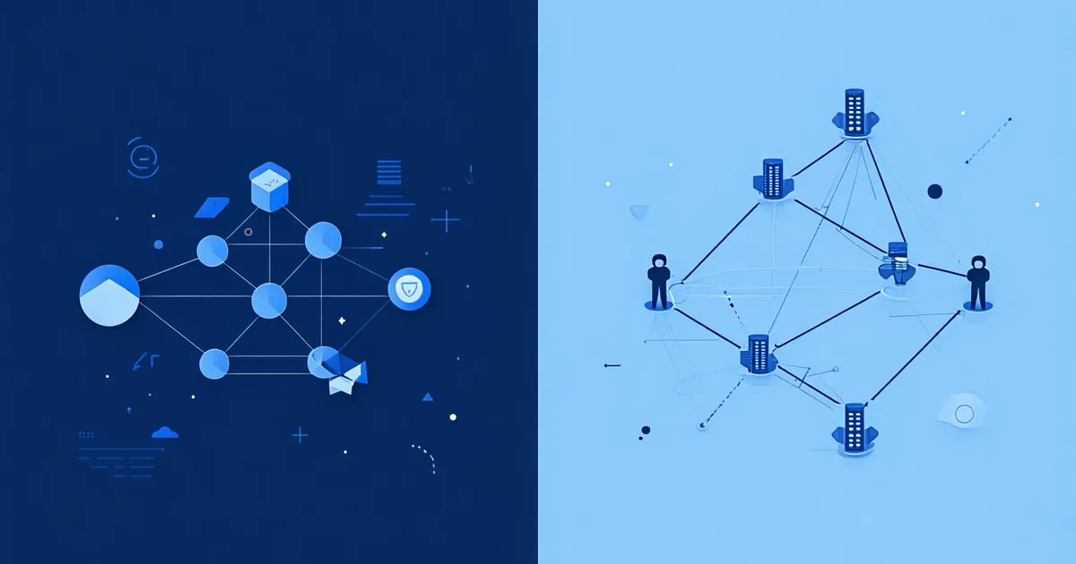Conceptual illustration comparing orchestration versus single automation